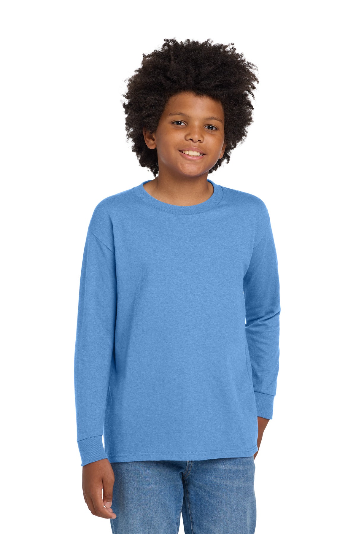 Gildan Youth Heavy Cotton 100% Cotton Long Sleeve T-Shirt - Carolina Blue