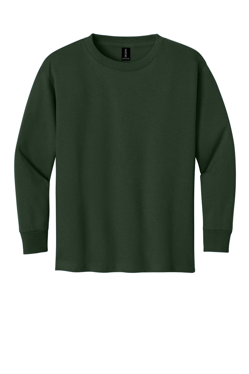 Gildan Youth Heavy Cotton 100% Cotton Long Sleeve T-Shirt - Forest Green