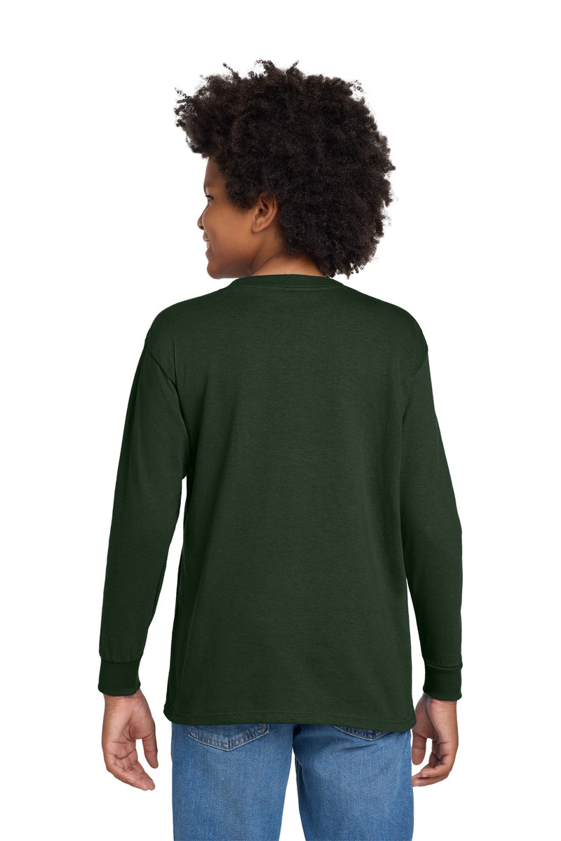 Gildan Youth Heavy Cotton 100% Cotton Long Sleeve T-Shirt - Forest Green