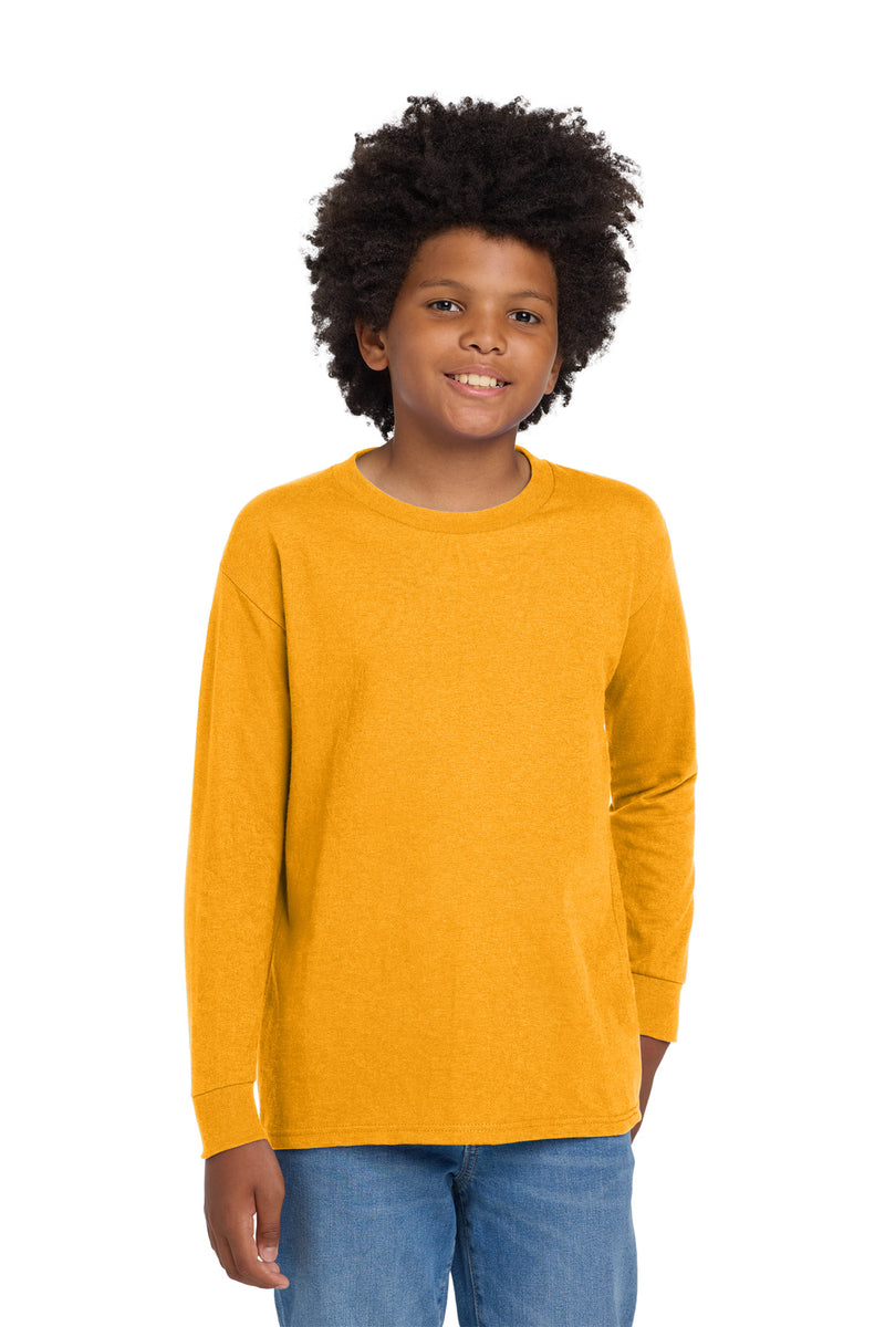 Gildan Youth Heavy Cotton 100% Cotton Long Sleeve T-Shirt - Gold