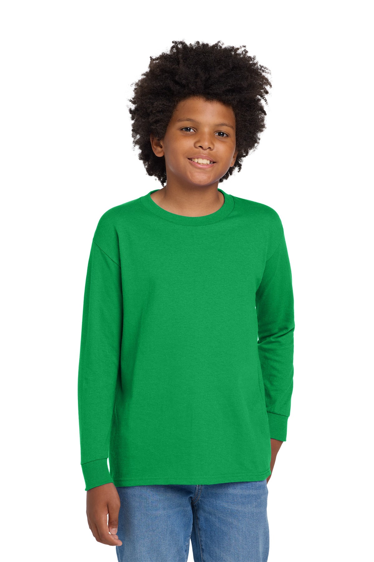 Gildan Youth Heavy Cotton 100% Cotton Long Sleeve T-Shirt - Irish Green
