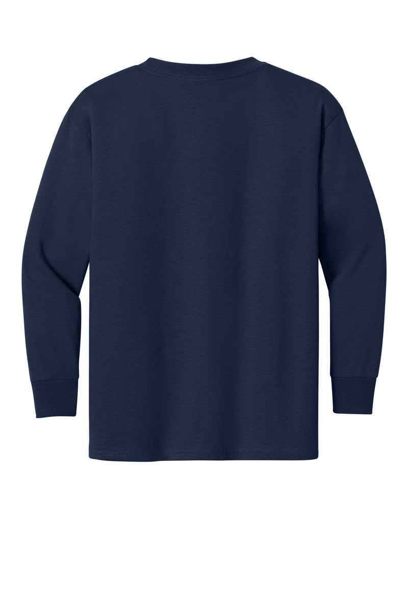 Gildan Youth Heavy Cotton 100% Cotton Long Sleeve T-Shirt - Navy