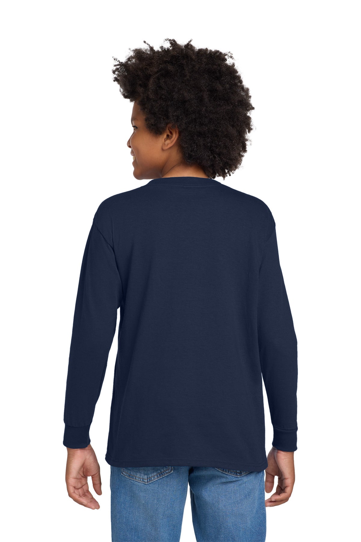 Gildan Youth Heavy Cotton 100% Cotton Long Sleeve T-Shirt - Navy