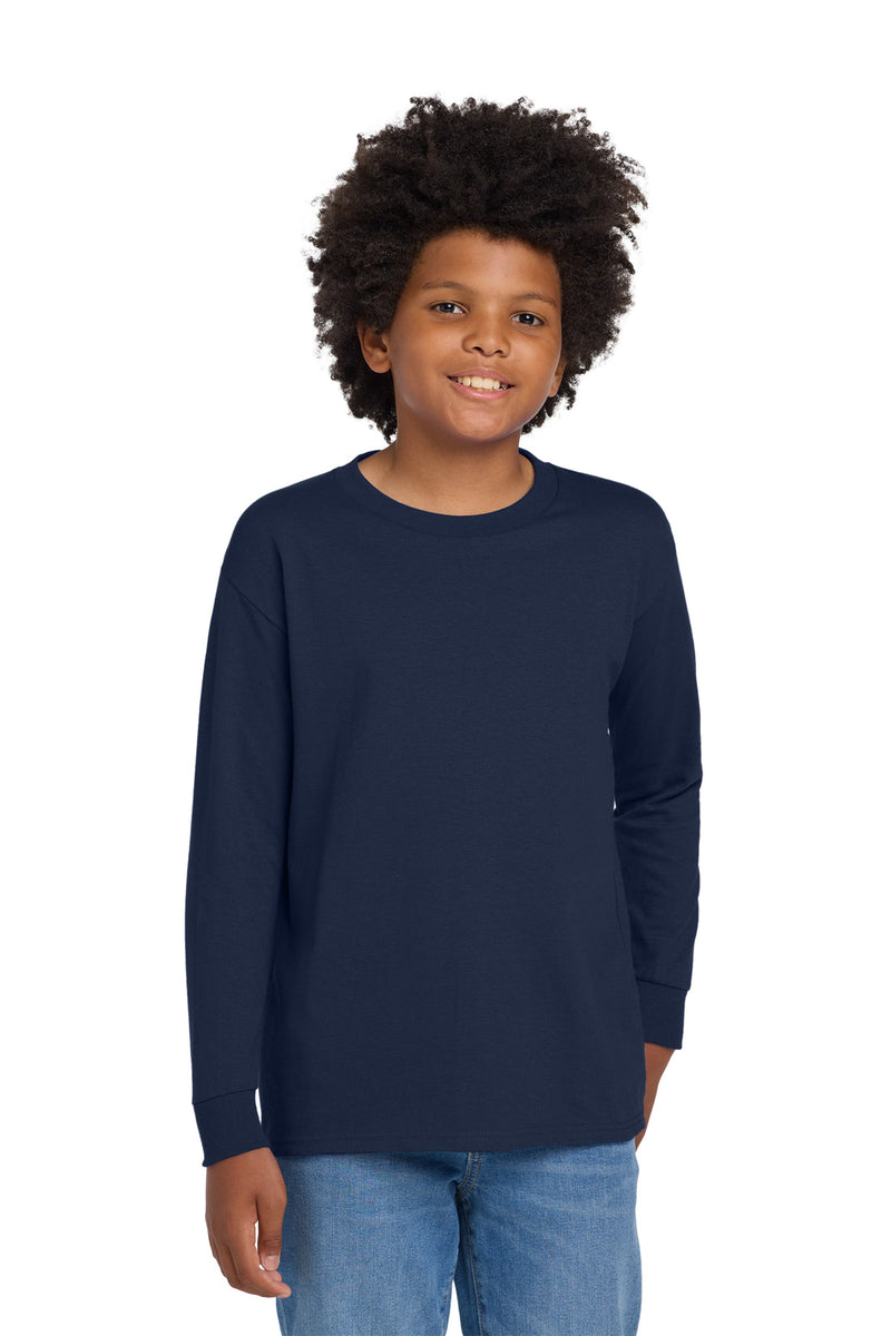 Gildan Youth Heavy Cotton 100% Cotton Long Sleeve T-Shirt - Navy