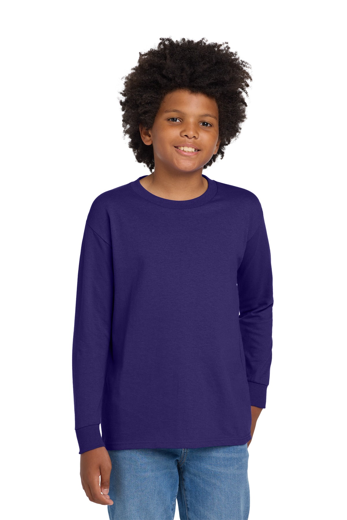 Gildan Youth Heavy Cotton 100% Cotton Long Sleeve T-Shirt - Purple