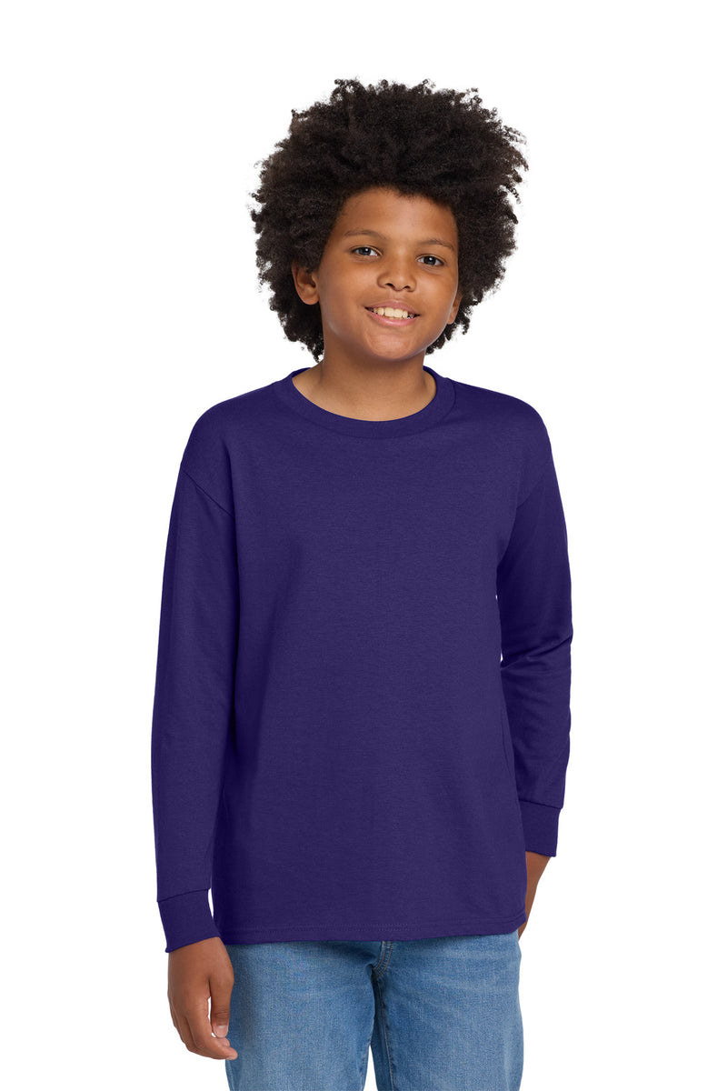 Gildan Youth Heavy Cotton 100% Cotton Long Sleeve T-Shirt - Purple