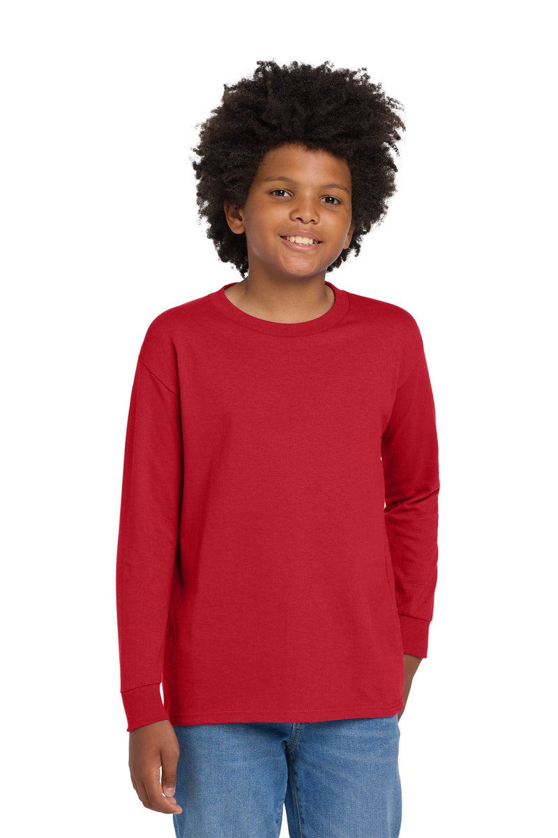 Gildan Youth Heavy Cotton 100% Cotton Long Sleeve T-Shirt - Red