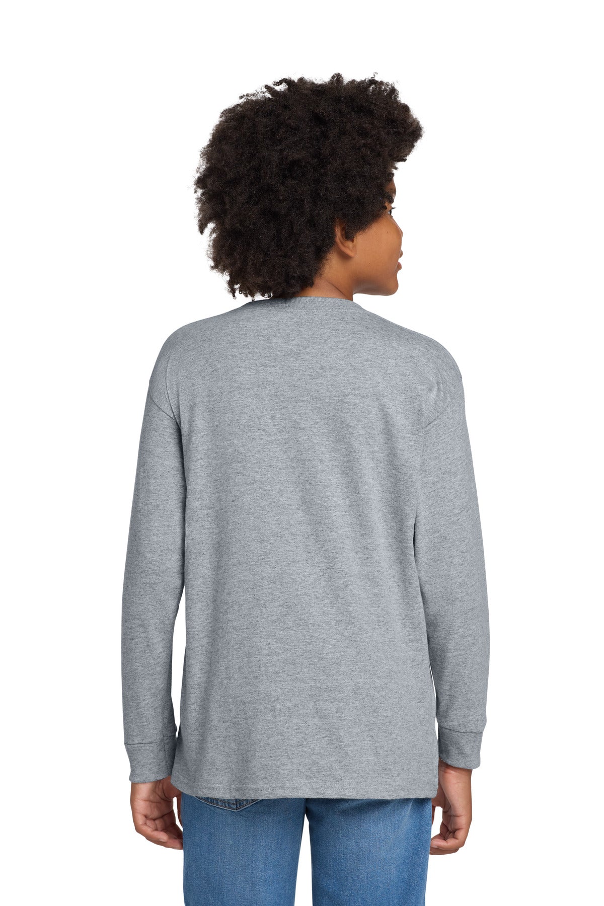 Gildan Youth Heavy Cotton 100% Cotton Long Sleeve T-Shirt - Sport Grey