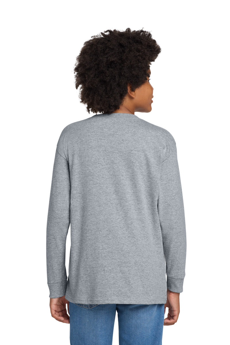 Gildan Youth Heavy Cotton 100% Cotton Long Sleeve T-Shirt - Sport Grey