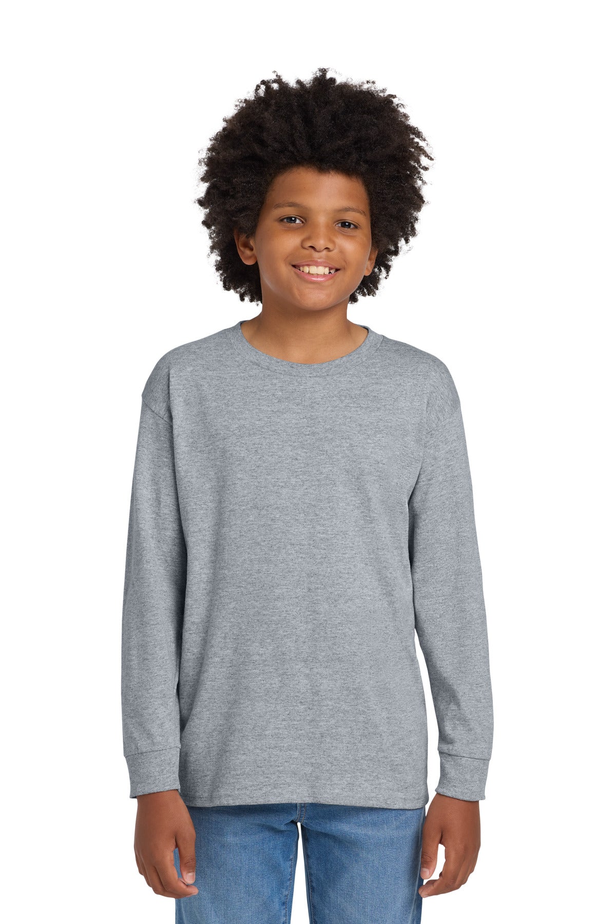 Gildan Youth Heavy Cotton 100% Cotton Long Sleeve T-Shirt - Sport Grey