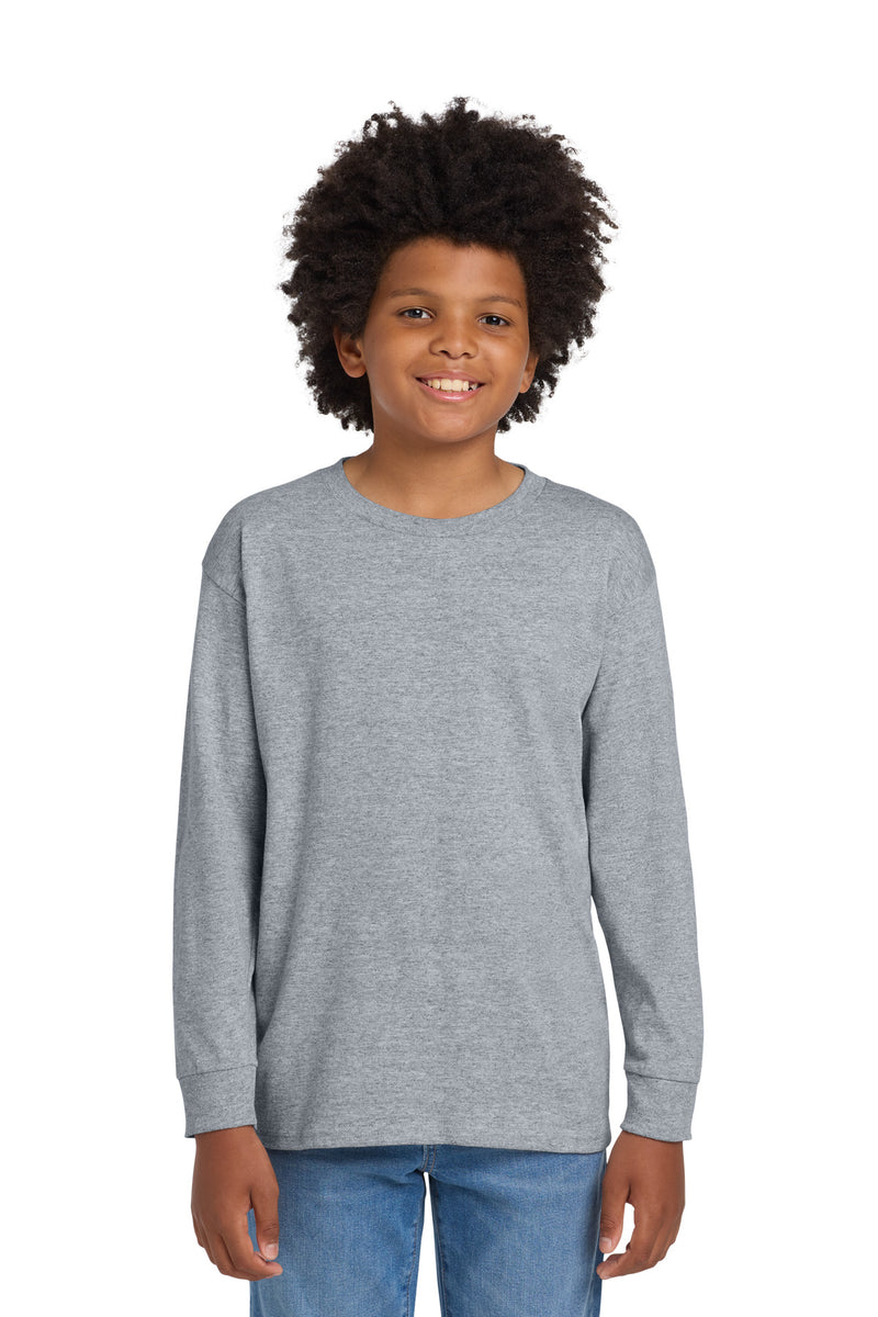 Gildan Youth Heavy Cotton 100% Cotton Long Sleeve T-Shirt - Sport Grey