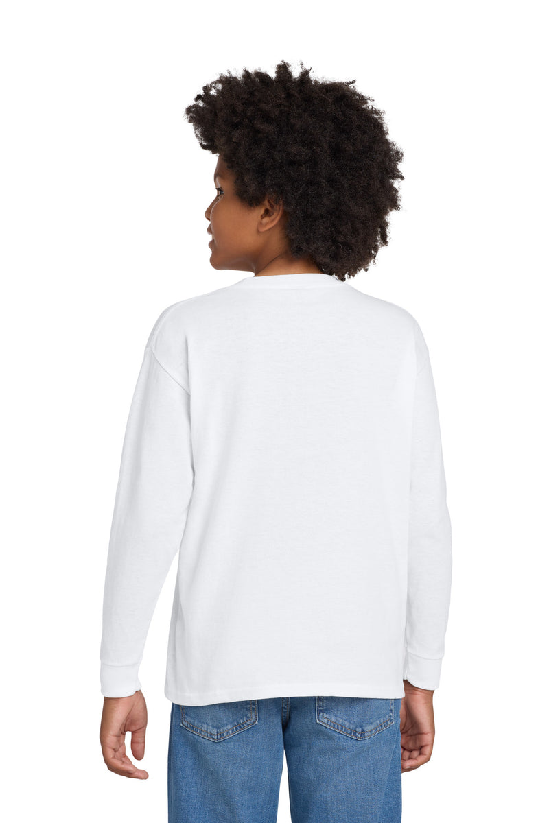 Gildan Youth Heavy Cotton 100% Cotton Long Sleeve T-Shirt - White