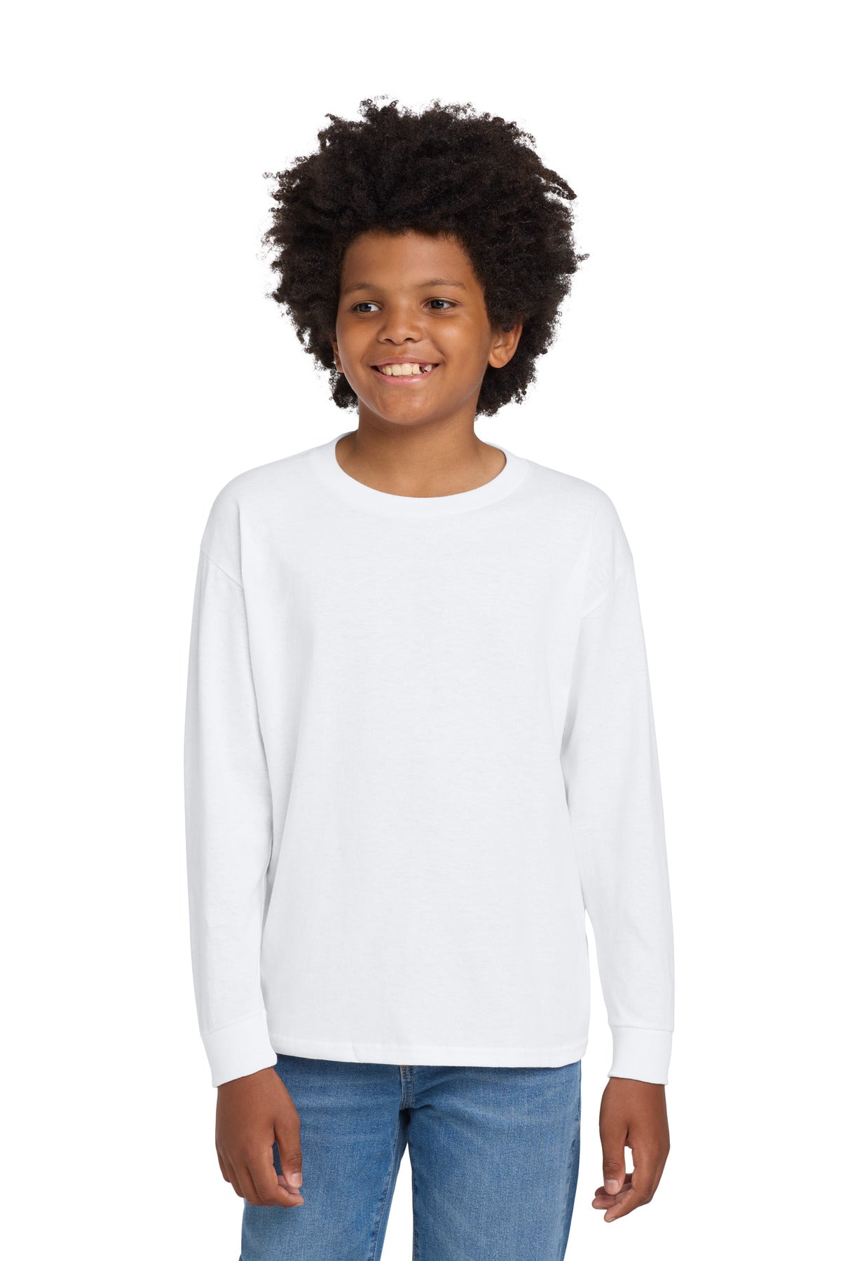 Gildan Youth Heavy Cotton 100% Cotton Long Sleeve T-Shirt - White