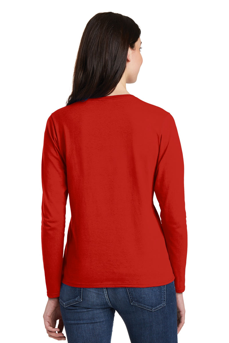 Gildan Ladies Heavy Cotton 100% Cotton Long Sleeve T-Shirt - Red