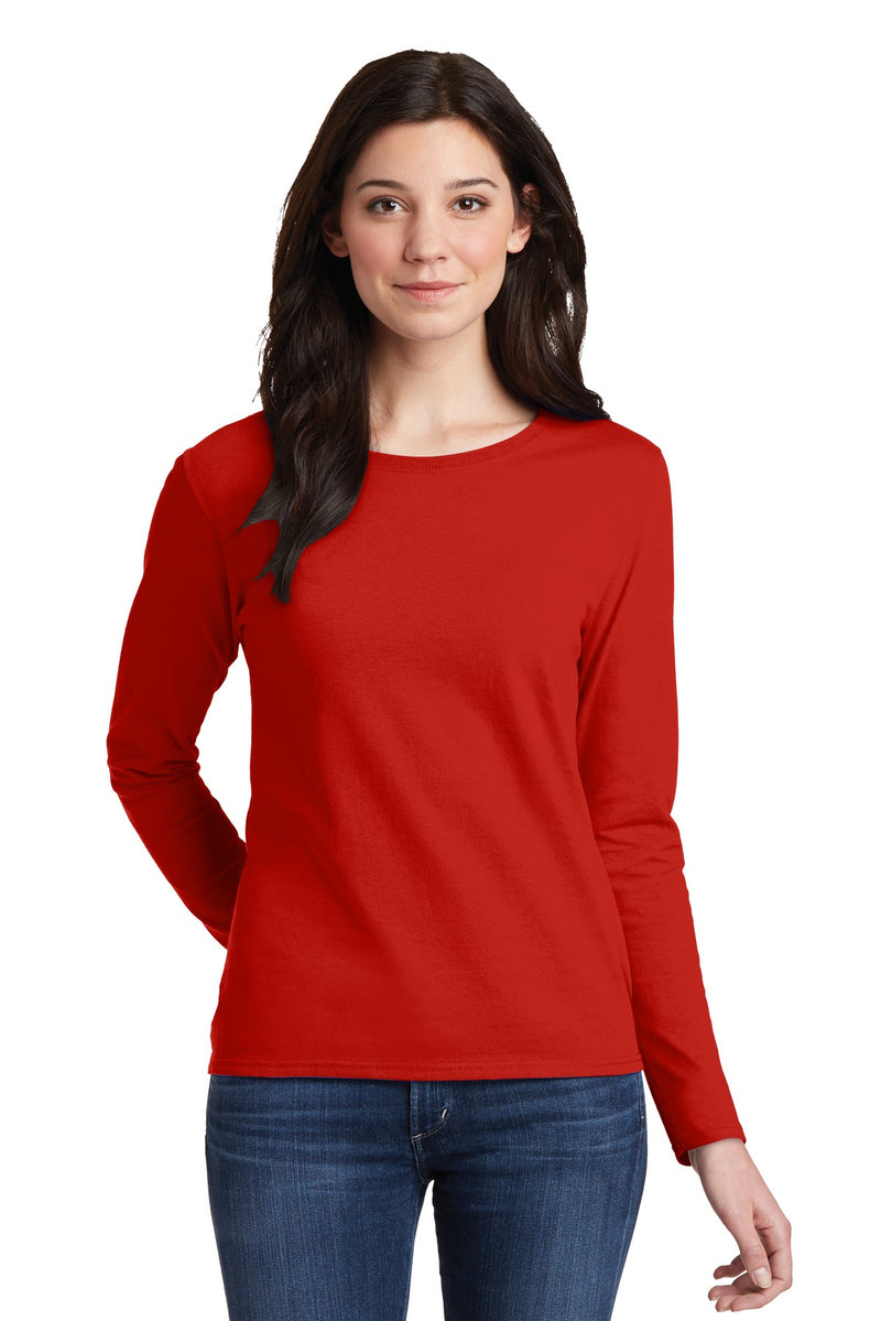 Gildan Ladies Heavy Cotton 100% Cotton Long Sleeve T-Shirt - Red