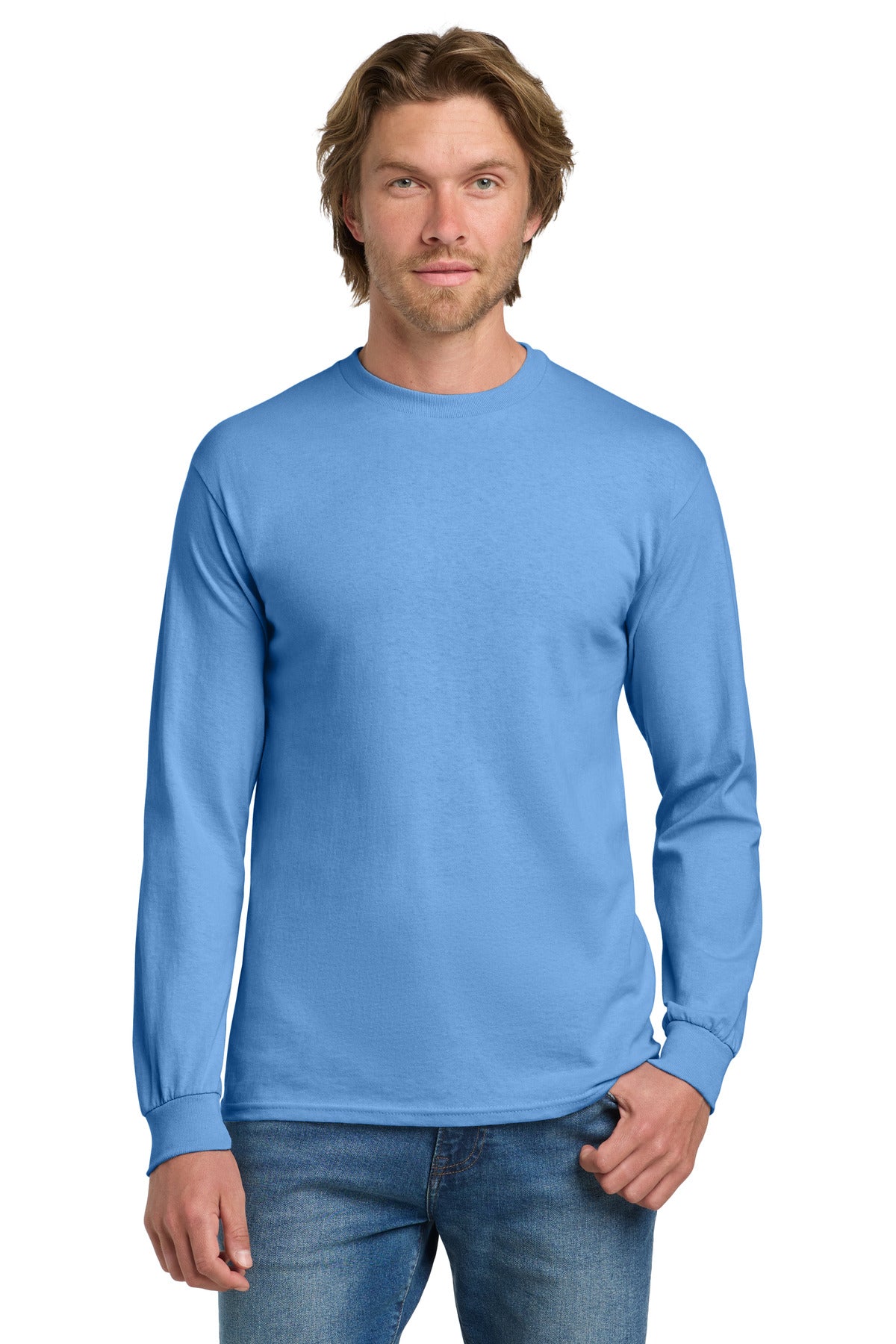 Gildan - Heavy Cotton 100% Cotton Long Sleeve T-Shirt - Carolina Blue
