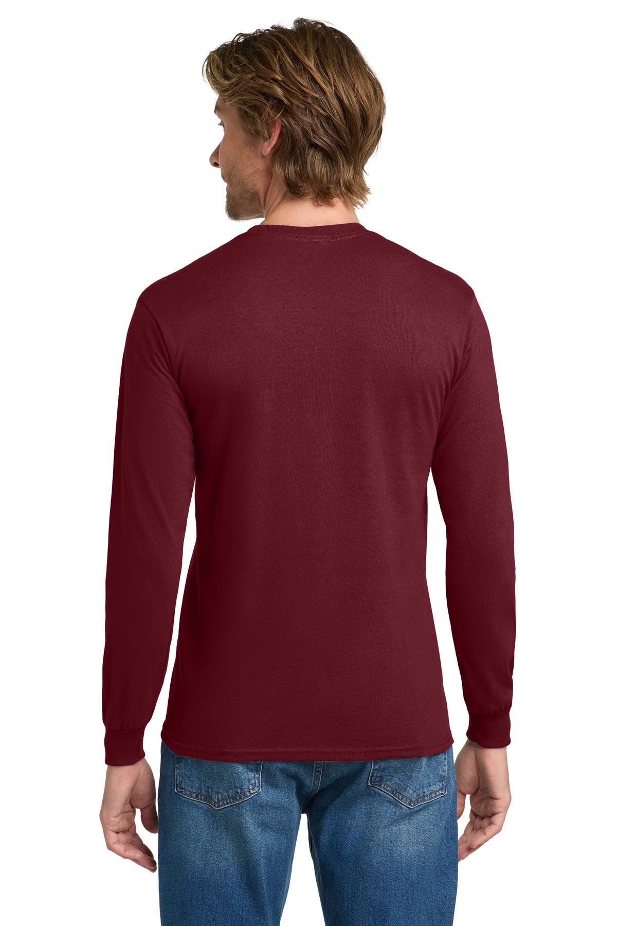Gildan - Heavy Cotton 100% Cotton Long Sleeve T-Shirt - Garnet