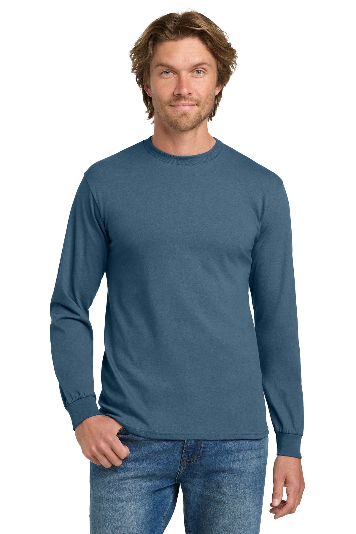 Gildan - Heavy Cotton 100% Cotton Long Sleeve T-Shirt - Indigo Blue