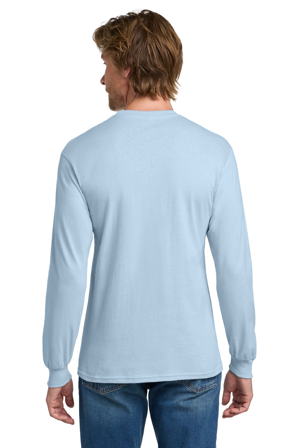 Gildan - Heavy Cotton 100% Cotton Long Sleeve T-Shirt - Light Blue