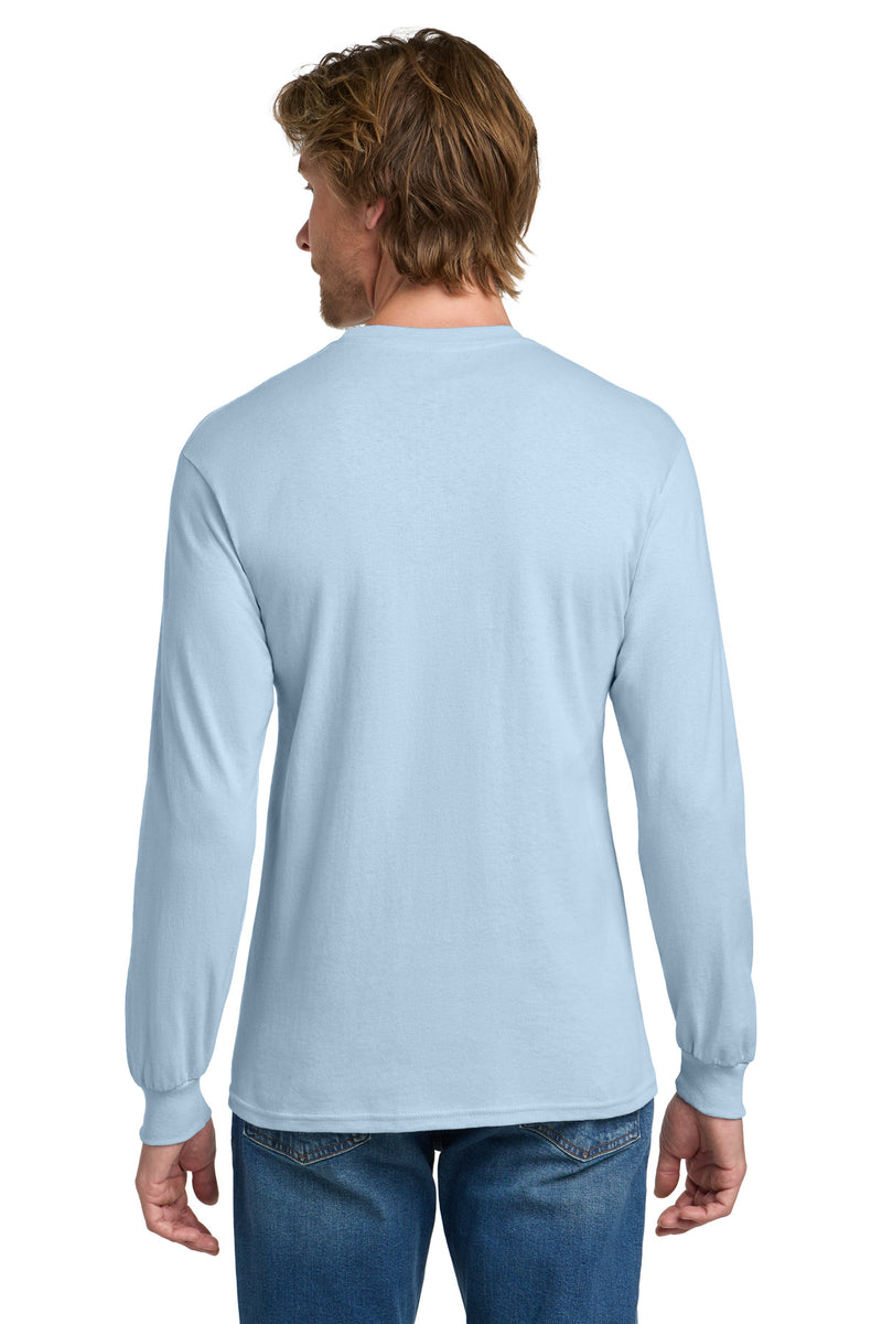 Gildan - Heavy Cotton 100% Cotton Long Sleeve T-Shirt - Light Blue