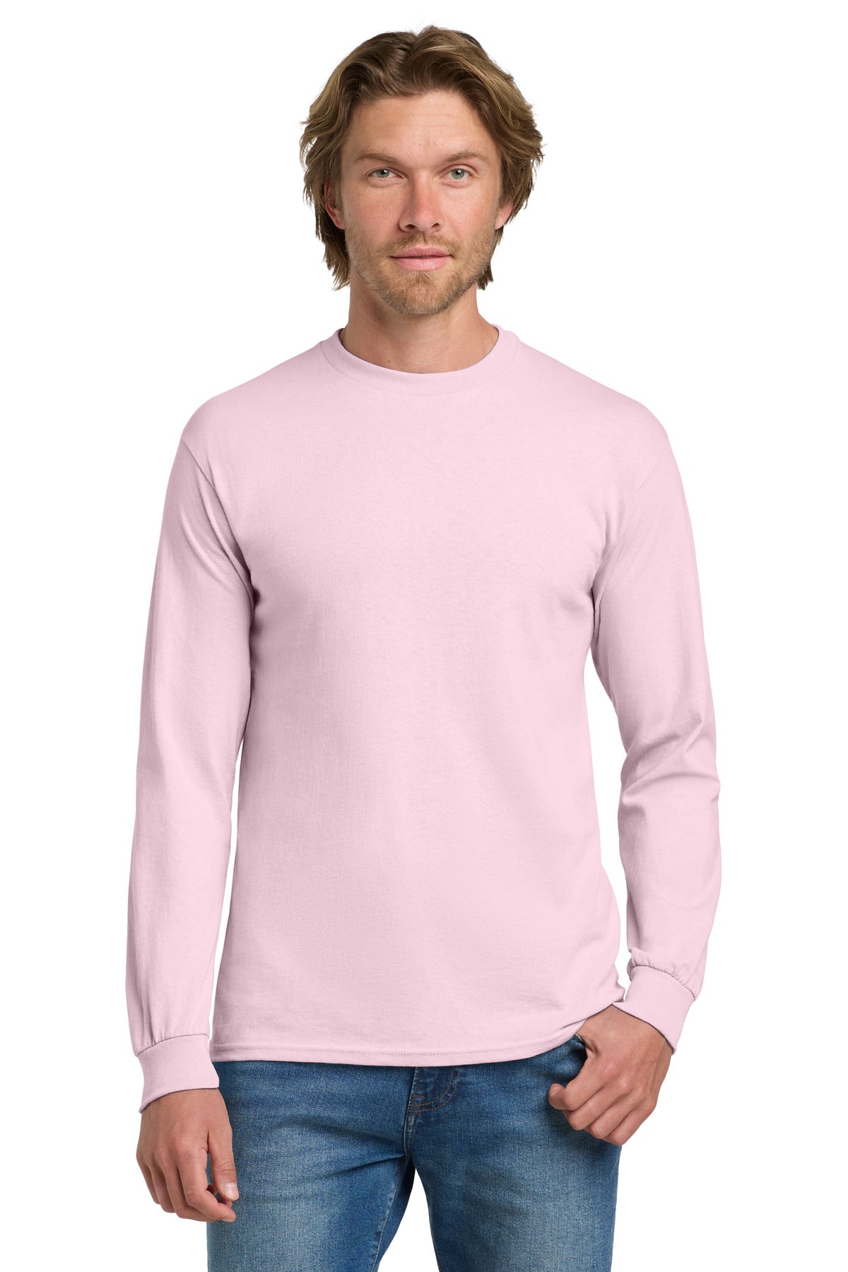 Gildan - Heavy Cotton 100% Cotton Long Sleeve T-Shirt - Light Pink