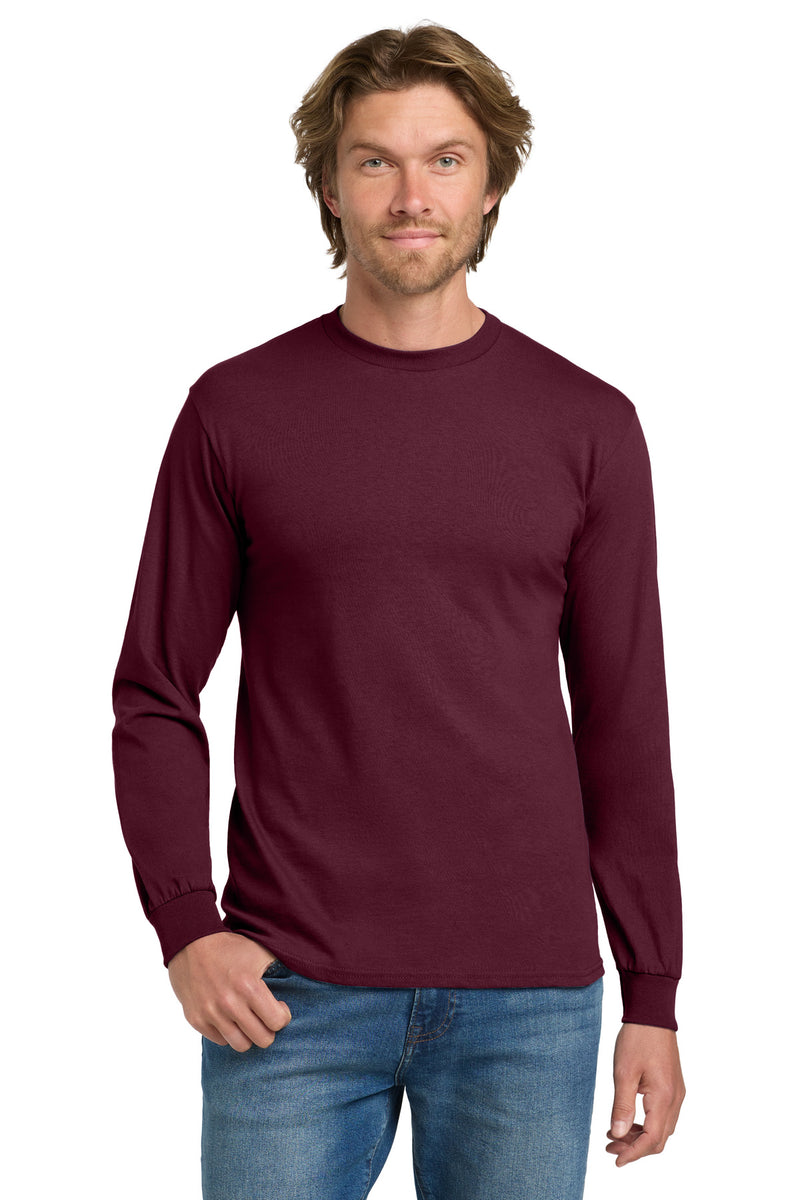 Gildan - Heavy Cotton 100% Cotton Long Sleeve T-Shirt - Maroon