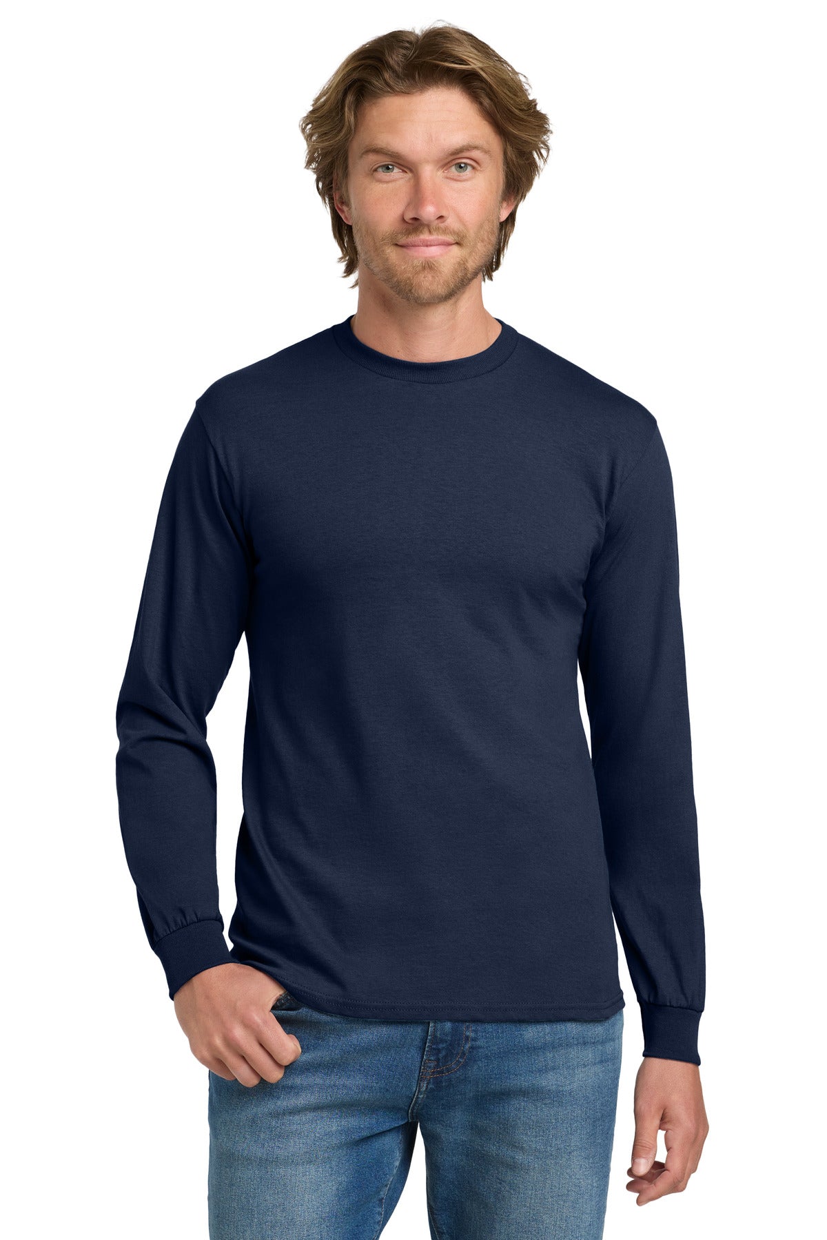 Gildan - Heavy Cotton 100% Cotton Long Sleeve T-Shirt - Navy
