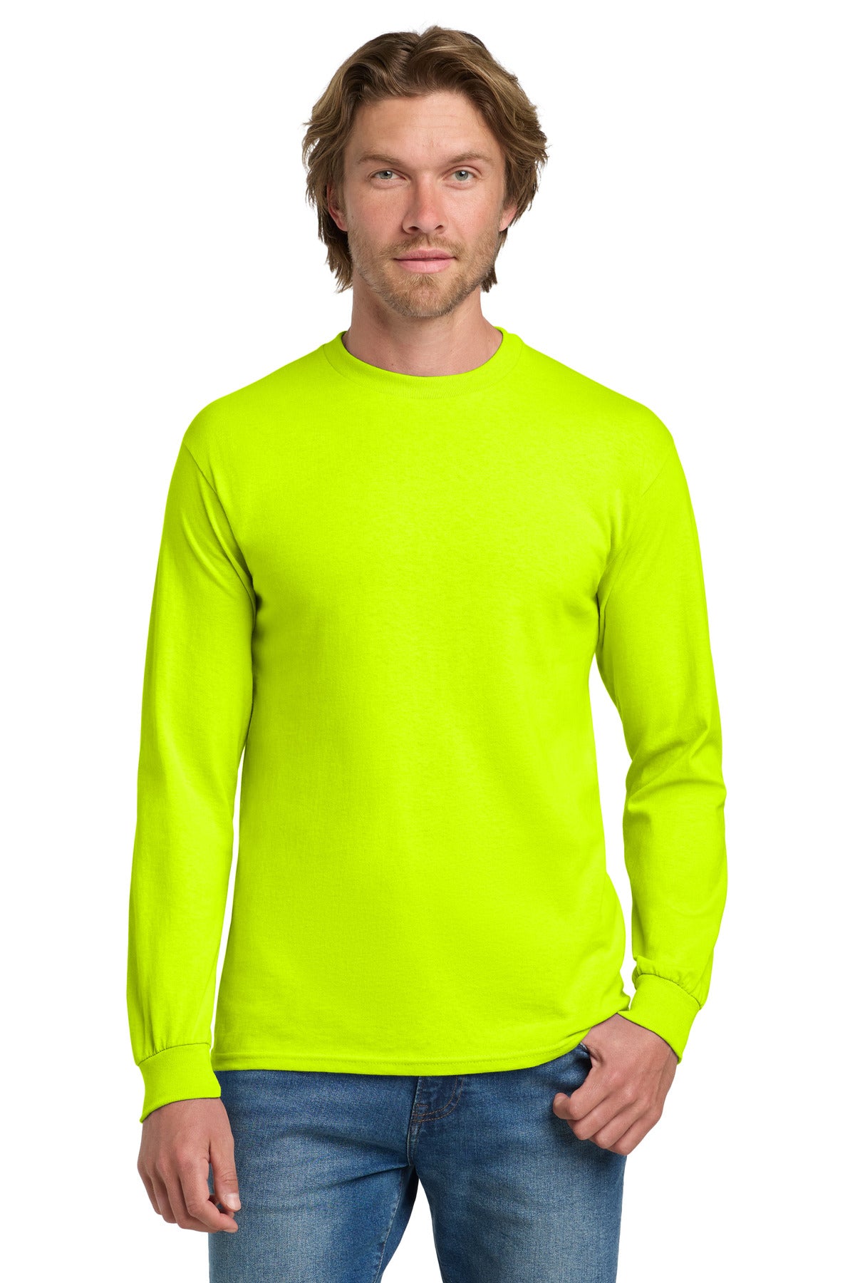 Gildan - Heavy Cotton 100% Cotton Long Sleeve T-Shirt - Safety Green