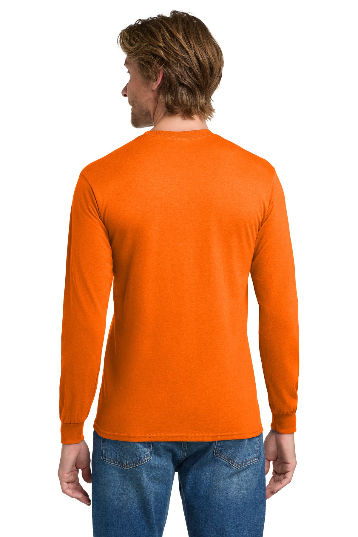 Gildan - Heavy Cotton 100% Cotton Long Sleeve T-Shirt - S. Orange