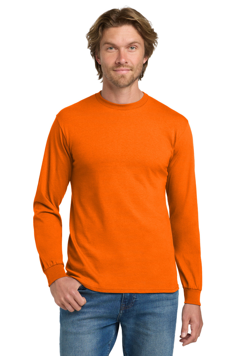 Gildan - Heavy Cotton 100% Cotton Long Sleeve T-Shirt - S. Orange