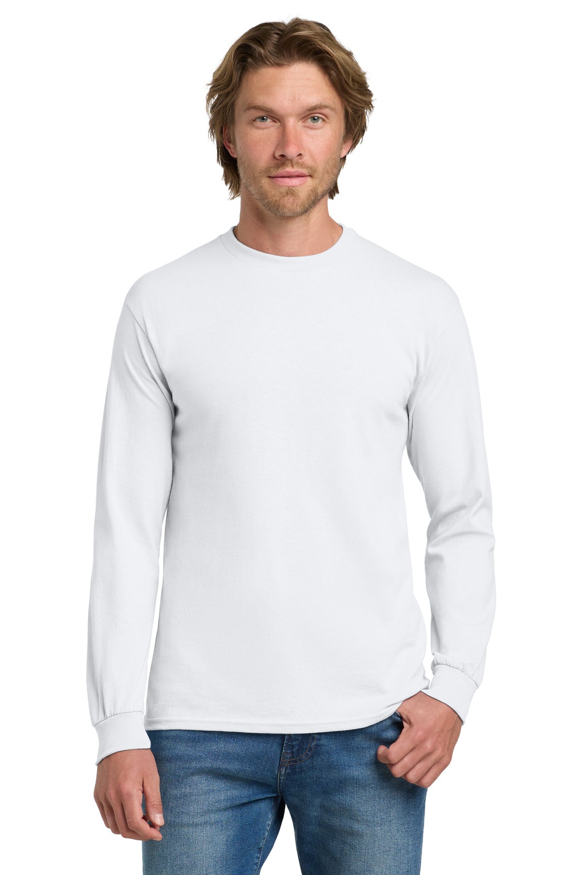 Gildan - Heavy Cotton 100% Cotton Long Sleeve T-Shirt - White