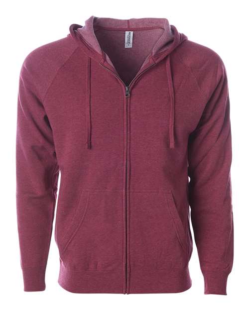 Unisex Special Blend Raglan Full-Zip Hooded Sweatshirt - Crimson