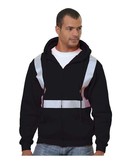 Men's USA-Made Hi-Visibility Full-Zip Hooded Sweatshirt - Black