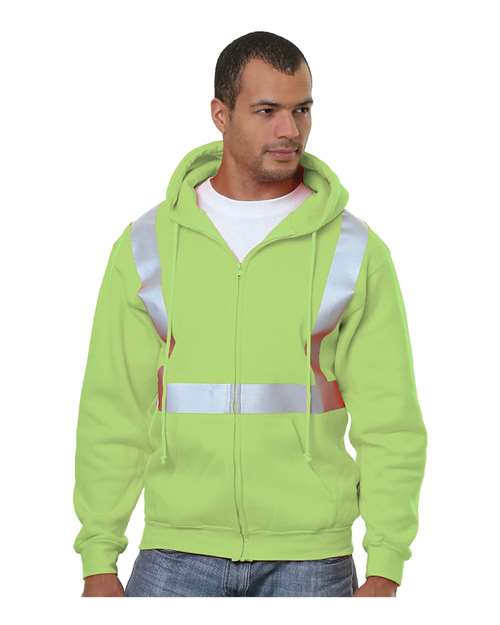 Men's USA-Made Hi-Visibility Full-Zip Hooded Sweatshirt - Lime Green