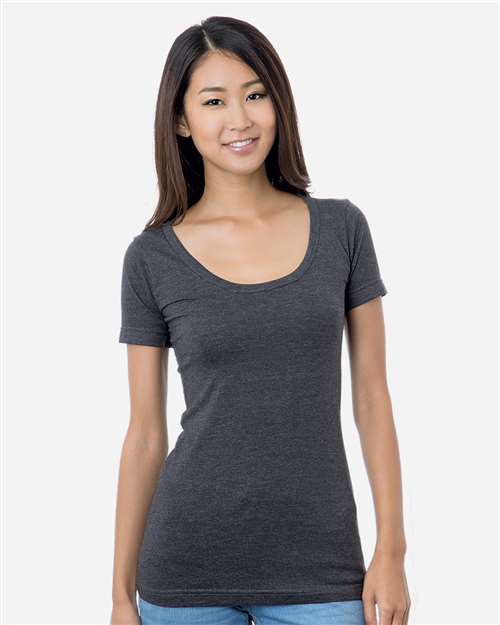 Women's USA-Made Scoop Neck T-Shirt - Heather Charcoal