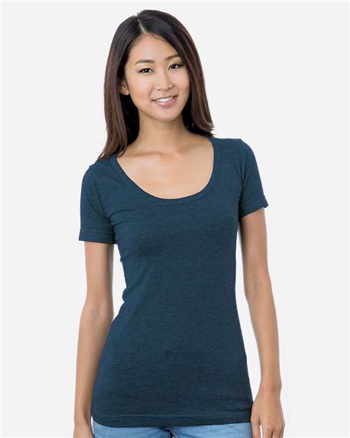 Women's USA-Made Scoop Neck T-Shirt - Heather Navy