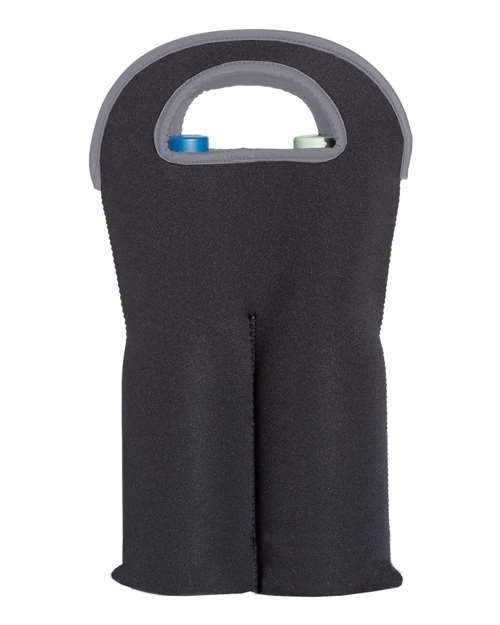 Insulated Neoprene Double Wine Tote - Black