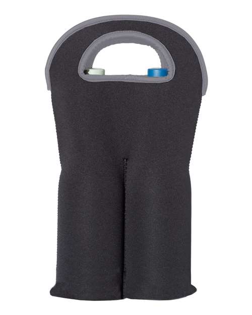 Insulated Neoprene Double Wine Tote - Black