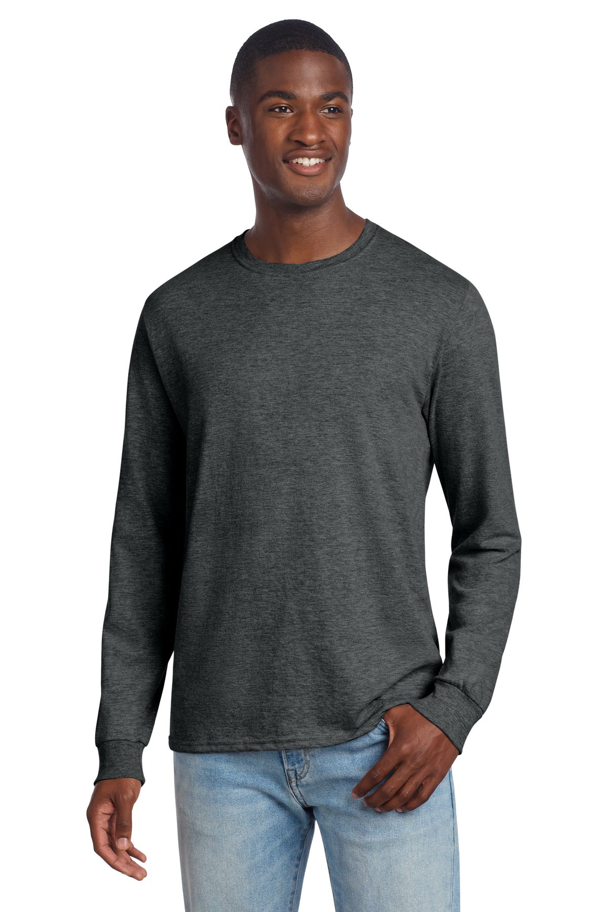 Jerzees Premium Blend Ring Spun Long Sleeve T-Shirt - Black Ink Heather