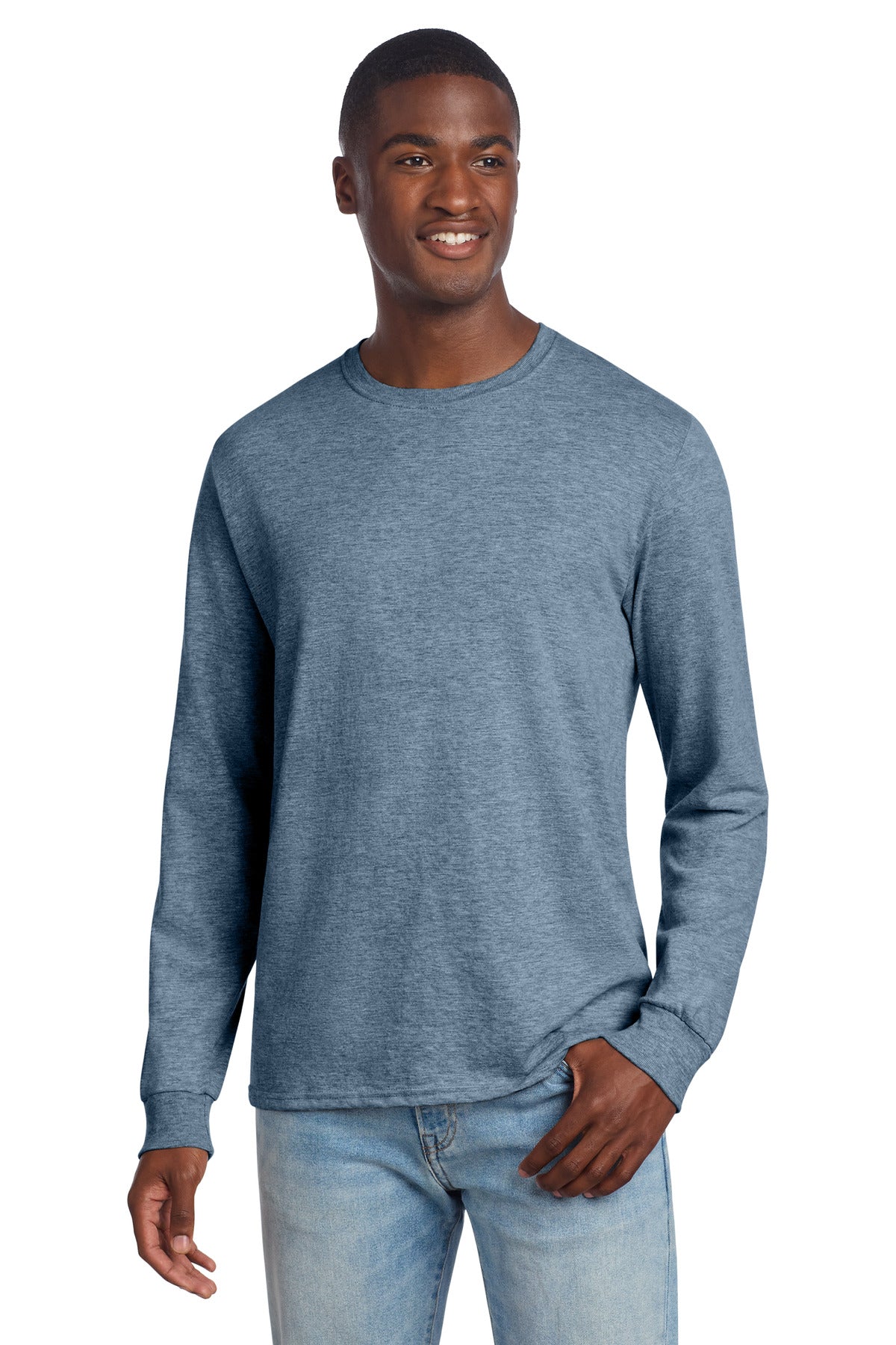 Jerzees Premium Blend Ring Spun Long Sleeve T-Shirt - Denim Heather