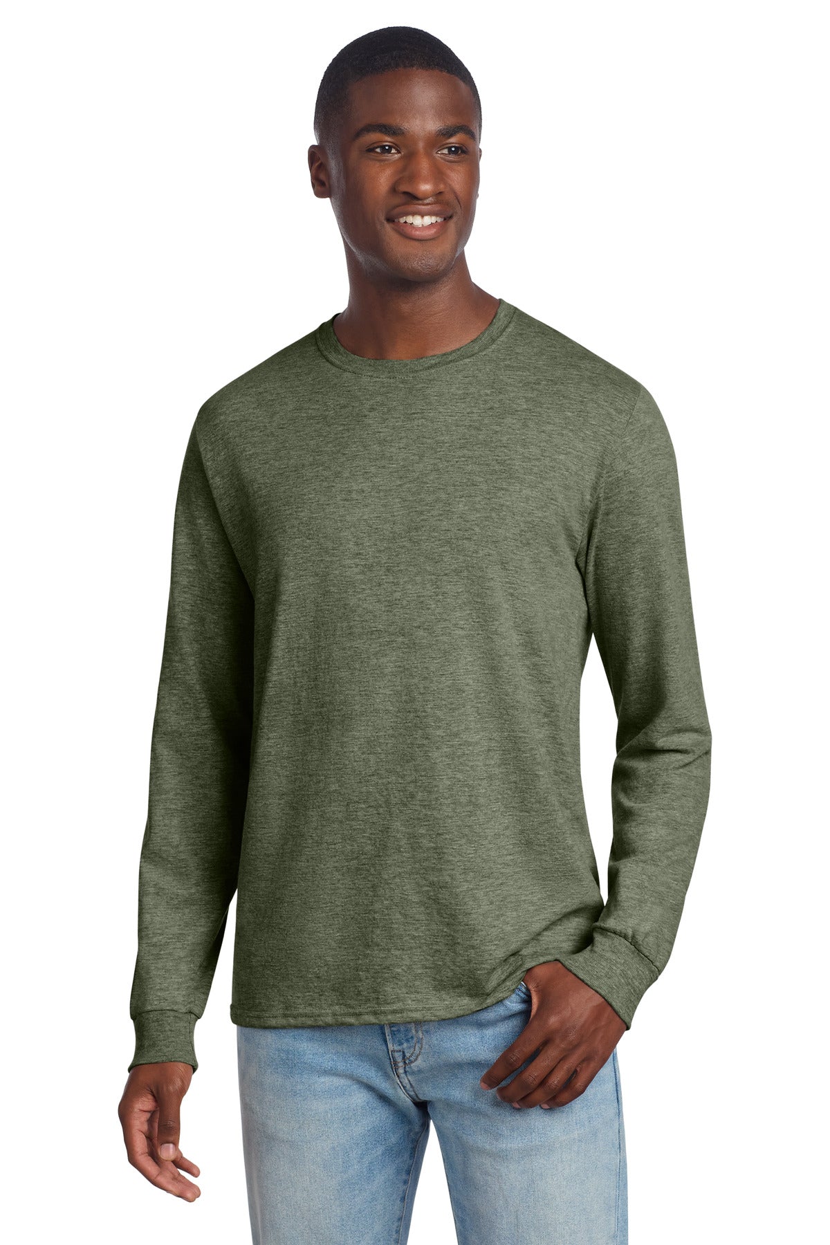 Jerzees Premium Blend Ring Spun Long Sleeve T-Shirt - Military Green Heather