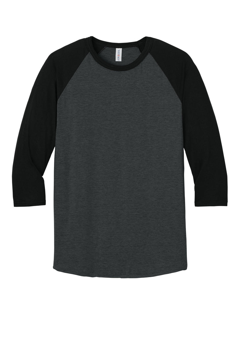 Jerzees Unisex Premium Blend Combed Ring Spun 3/4-Sleeve Raglan - Black Ink Heather/ Black Ink