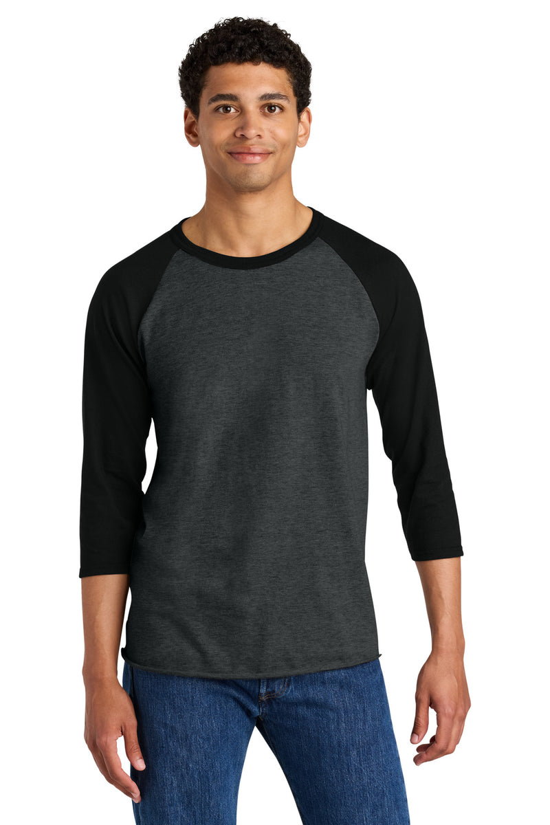 Jerzees Unisex Premium Blend Combed Ring Spun 3/4-Sleeve Raglan - Black Ink Heather/ Black Ink