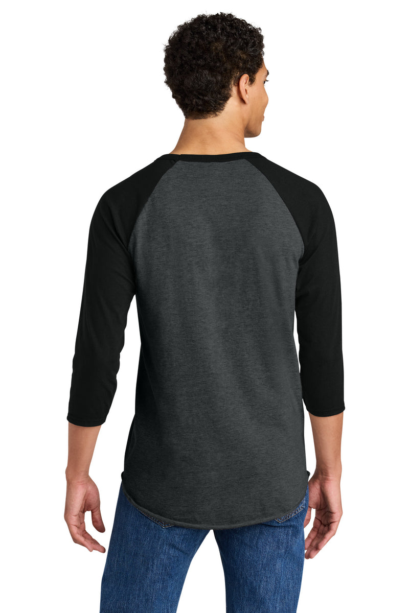 Jerzees Unisex Premium Blend Combed Ring Spun 3/4-Sleeve Raglan - Black Ink Heather/ Black Ink