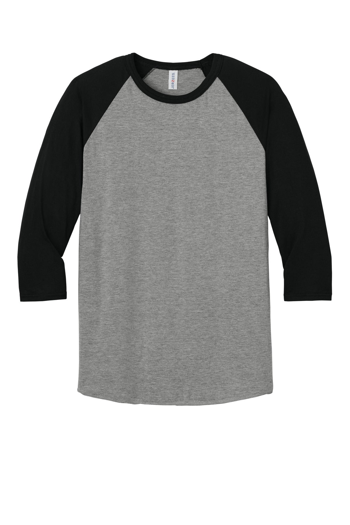 Jerzees Unisex Premium Blend Combed Ring Spun 3/4-Sleeve Raglan - Oxford/ Black Ink