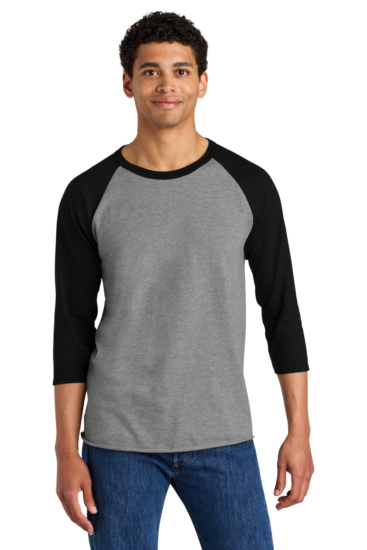 Jerzees Unisex Premium Blend Combed Ring Spun 3/4-Sleeve Raglan - Oxford/ Black Ink
