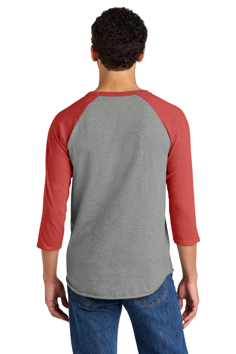 Jerzees Unisex Premium Blend Combed Ring Spun 3/4-Sleeve Raglan - Oxford/ Fiery Red Heather