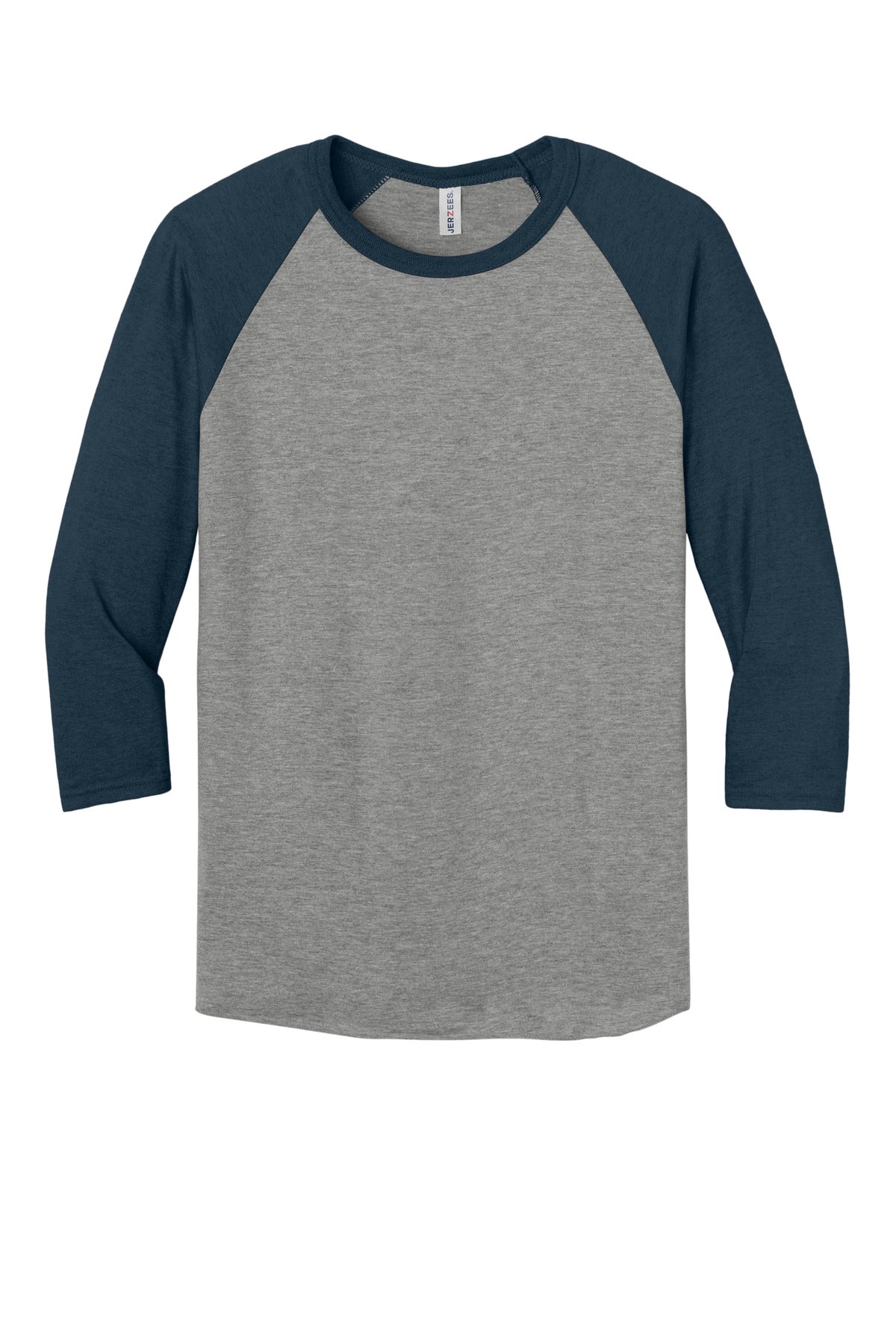 Jerzees Unisex Premium Blend Combed Ring Spun 3/4-Sleeve Raglan - Oxford/ Indigo Heather