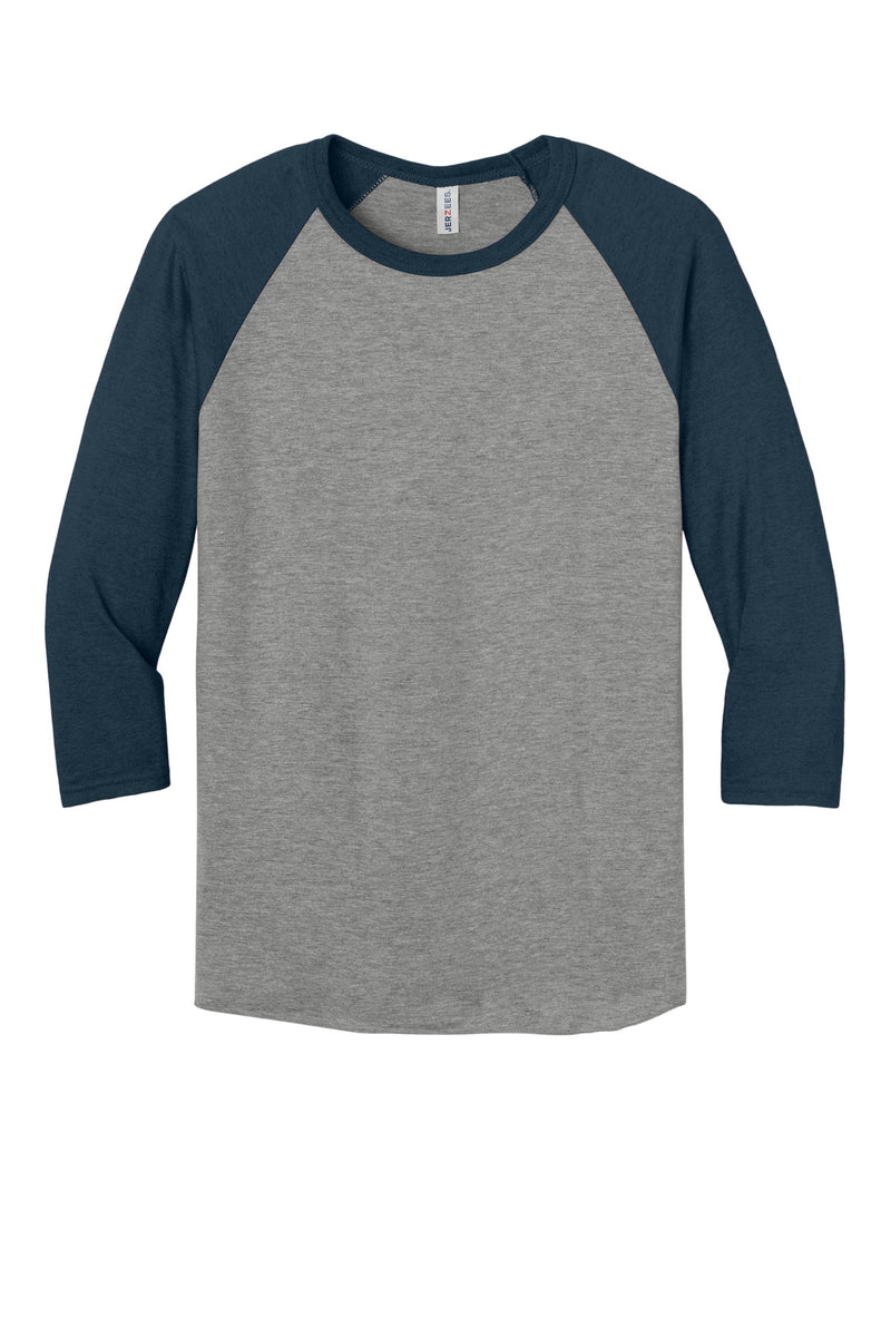 Jerzees Unisex Premium Blend Combed Ring Spun 3/4-Sleeve Raglan - Oxford/ Indigo Heather