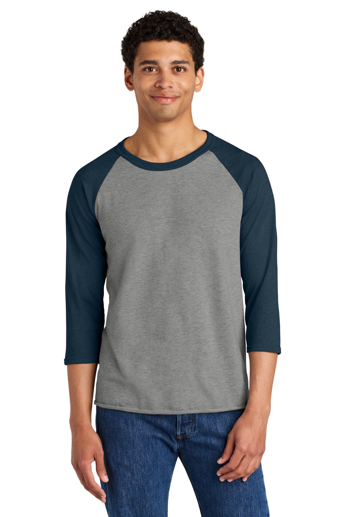 Jerzees Unisex Premium Blend Combed Ring Spun 3/4-Sleeve Raglan - Oxford/ Indigo Heather
